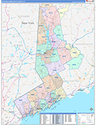 Western Connecticut County Wall Map Color Cast Style